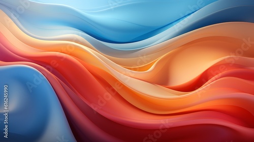 Abstract wavy shape gradient red, orange and blue soft colorful background, Generative AI