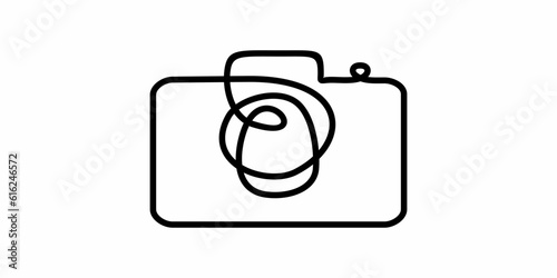 camera continuous line art outline logo icon symbol vector illustration.