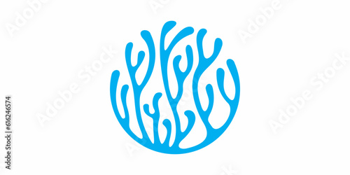 Coral seaweed logo design icon symbol vector illustration.