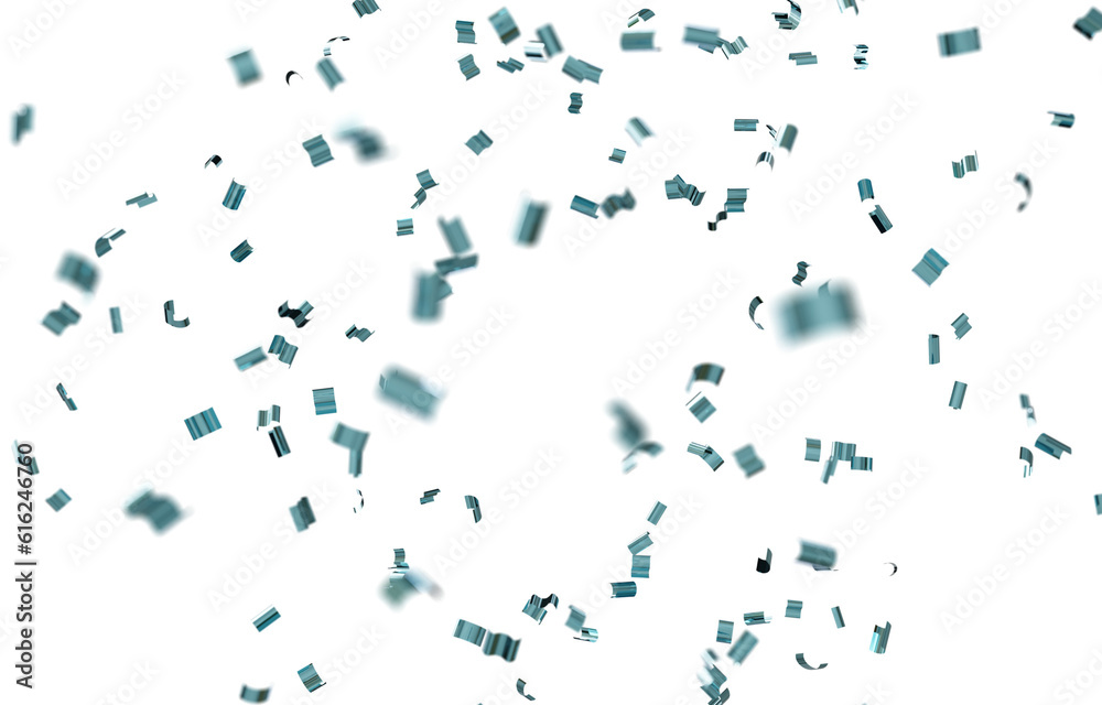 Blue sparkling 3D confetti falling randomly on transparent background. illustration for the themes: 
