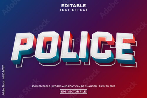 Modern police gradient editable text effect template, vector illustration