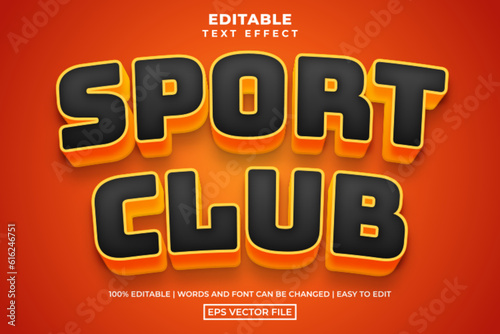 Sport club team cartoon style editable text effect template, vector illustration