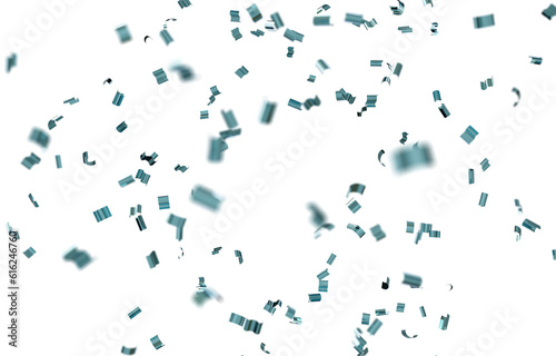 Blue sparkling 3D confetti falling randomly on transparent background. illustration for the themes: 