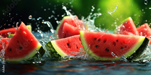 water melon slice in nature background.