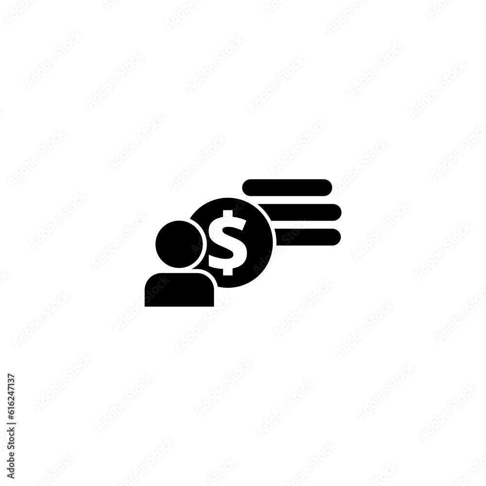User and money icon isolated on white background User and money icon isolated on white background