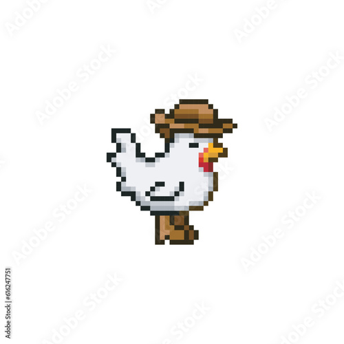 Cowboy chicken, pixel art meme