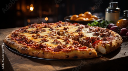 Hot Homemade Pepperoni Pizza, Generative AI