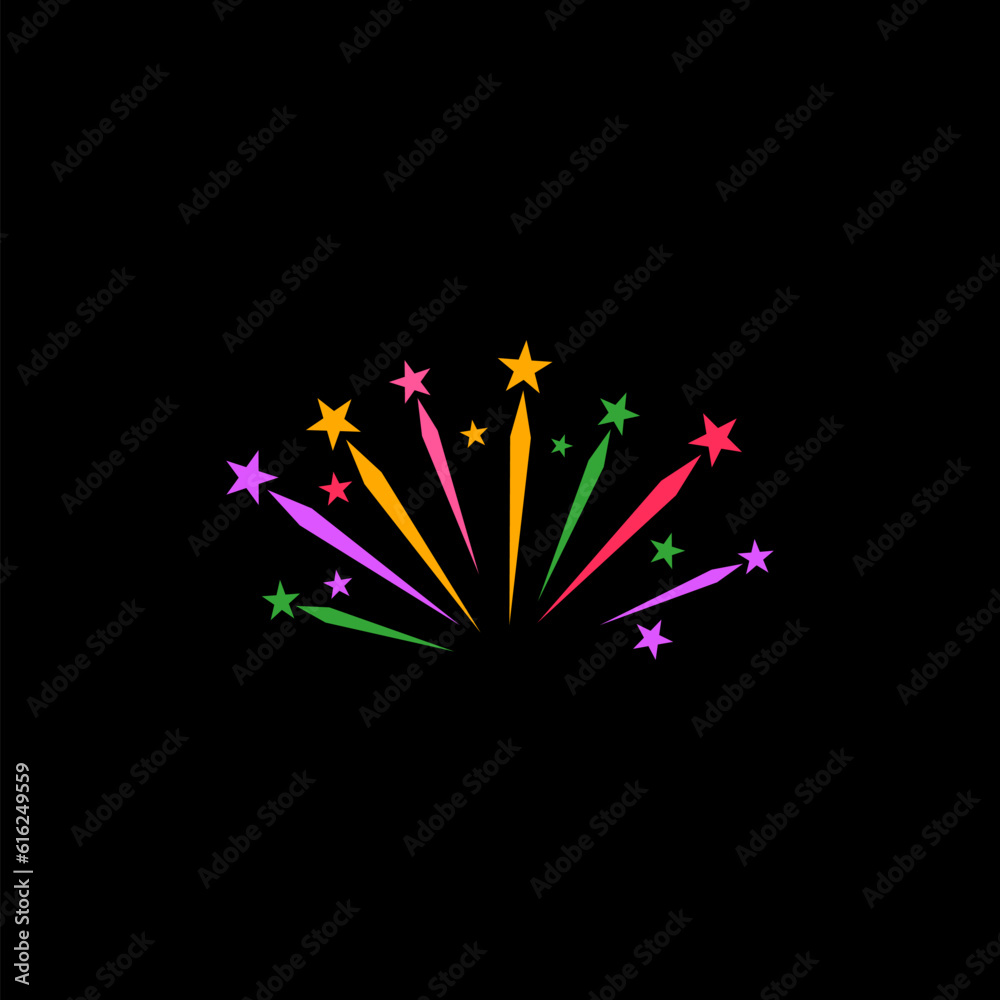 Fireworks exploding glyph icon isolated on black background 