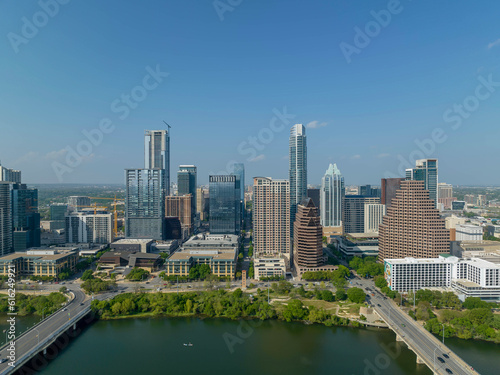 Aerial View Of The City Of Austin Texas Along The Colorado River © Grindstone Media Grp