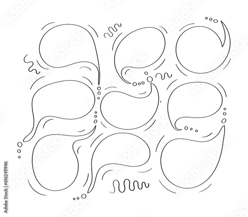 vector set of hand drawn speech bubbles, isolated on white