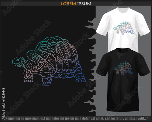 Gradient Colorful turtle mandala arts isolated on black and white t shirt.