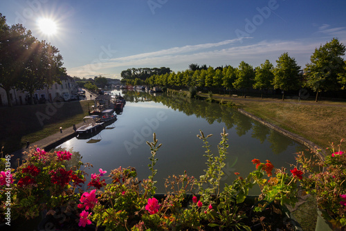 Town of Castelnaudary in Canal du Midi (France) photo