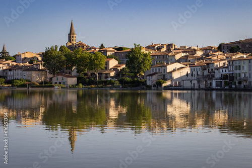 Town of Castelnaudary in Canal du Midi (France)