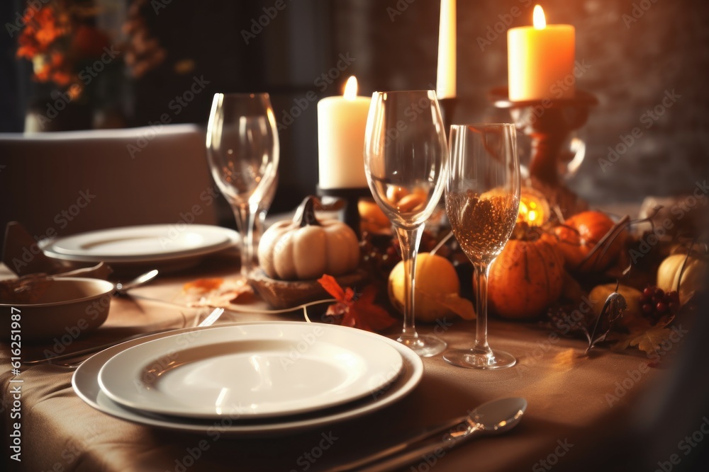 Autumn dinner thanksgiving. Generate Ai Autumn dinner thanksgiving. Generate Ai