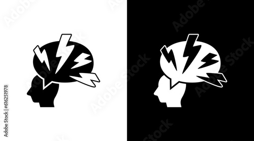 Brain Storm Thinking Intelligent Doodle Icon Button black and white Design