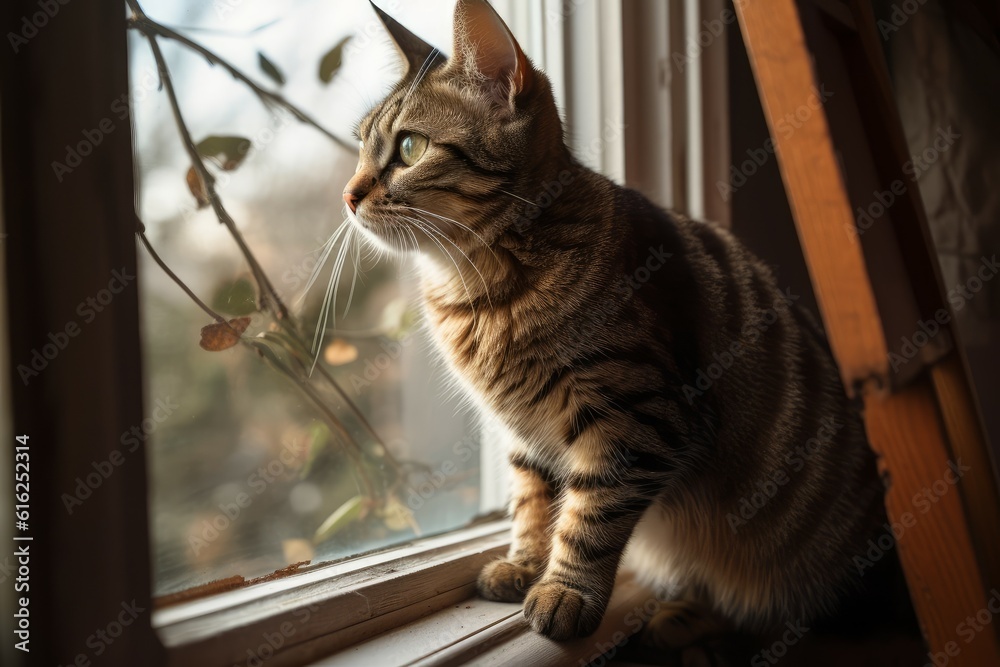 Cat window closeup. Generate Ai
