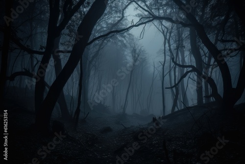 Forest creepy dark night. Generate Ai
