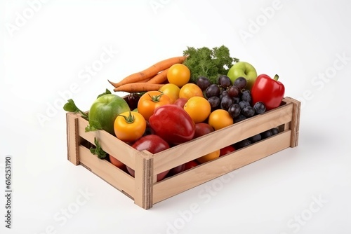 Fresh vegetables fruit crate. Generate Ai