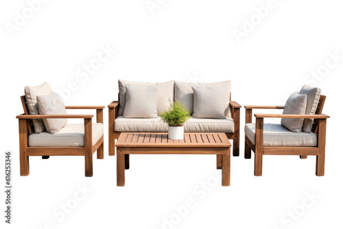 outdoor lounge set isolated on a transparent background, generative ai
