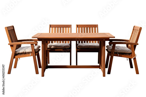 outdoor dining set isolated on a transparent background, generative ai