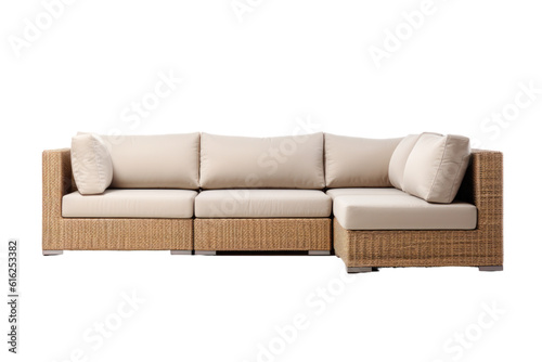 outdoor sectional sofa isolated on a transparent background, generative ai