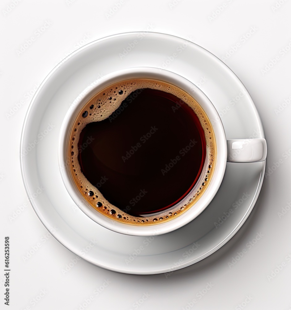 cup of coffee view from above created with Generative AI technology cup of coffee view from above created with Generative AI technology
