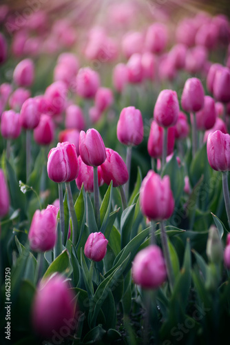 Kwiaty wiosenne  polana tulipan  w. R    owe tulipany