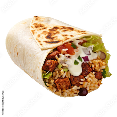 Burrito with Rice Isolated on Transparent Background