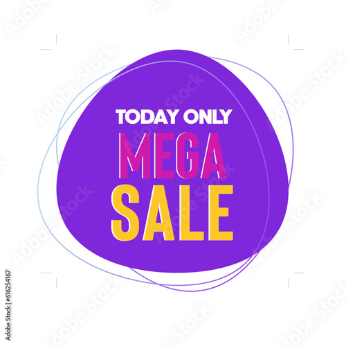 Mega sale banner. Offer sign with yellow background. Vector illustration
