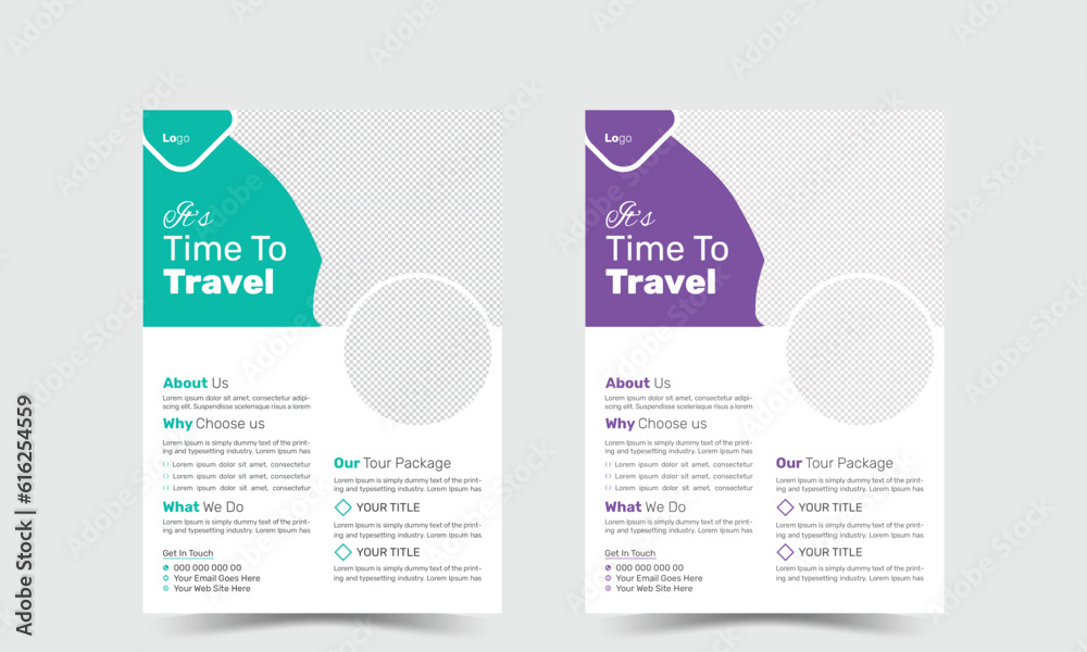 Travel flyer Layout with Colorful Elements