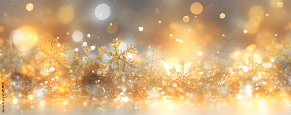 Christmas lights and glitter banner background - festive celebration theme