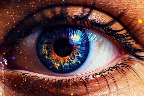  A captivating close-up capturing the depth and beauty of a woman's eyes. Generative AI