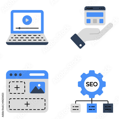 Pack of Seo and Analytics Flat Icons