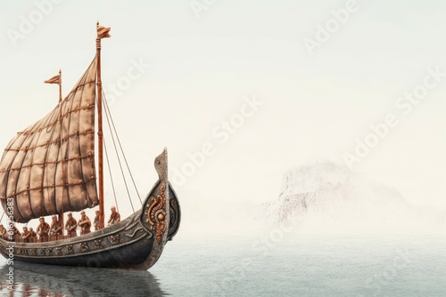 Viking ship mast. Generate Ai photo