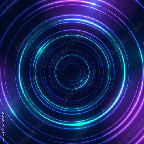 Portal with light effects. Neon tunnel. Abstract technology background. Vector illustration.
