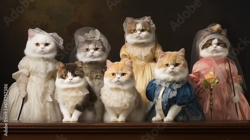 Gathered Elegance - Group Portrait of Exotic Shorthair Cats © Emojibb.Family
