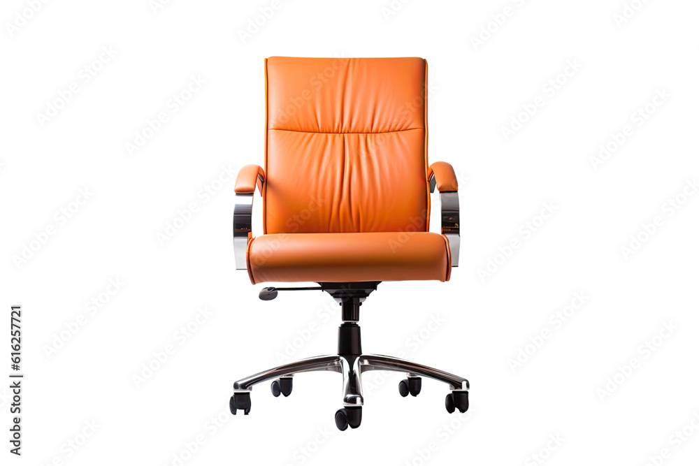 Fototapeta premium orange office task chair isolated on a transparent background, generative ai