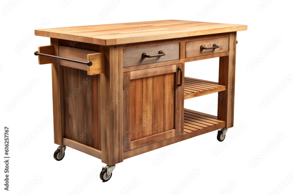 rolling kitchen island isolated on a transparent background, generative ai rolling kitchen island isolated on a transparent background, generative ai