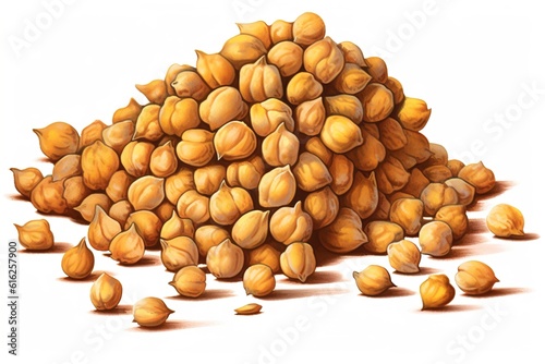 bunch of chickpeas isolated on white background. Generated by AI.