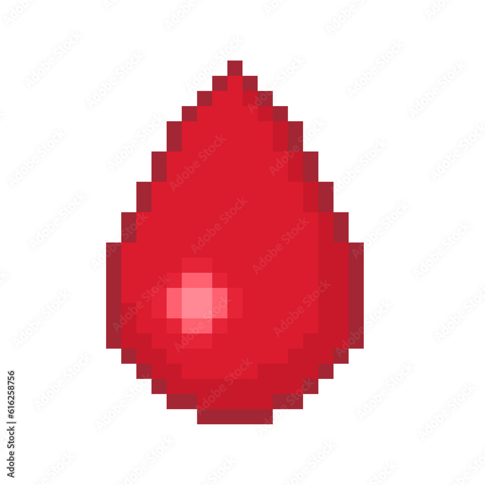 Pixel illustration of a blood drop