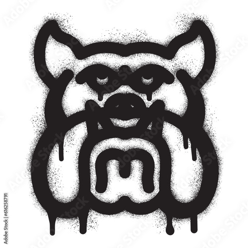 Bulldog head icon graffiti with black spray paint