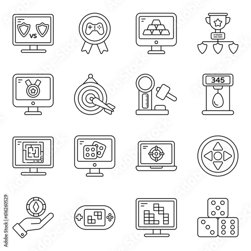Pack of Internet Games Linear Icons