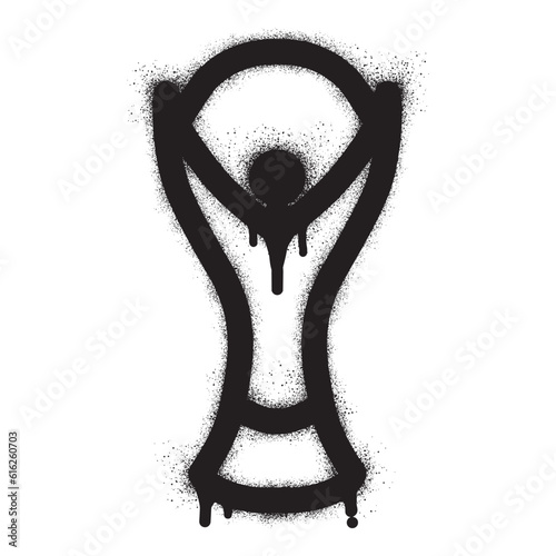 World champion trophy icon graffiti with black spray paint