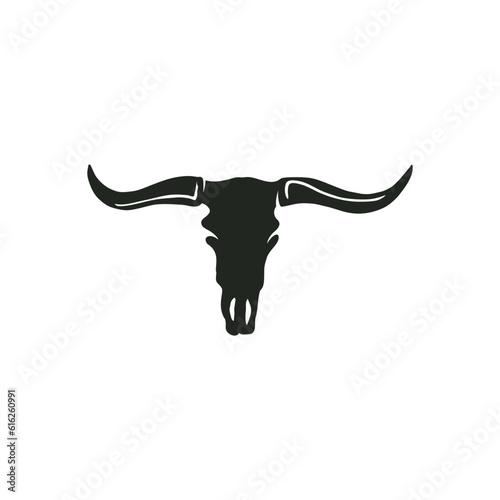 Texas Longhorn, Country Western Bull Cattle Vintage Label Logo Design Vector Illustration