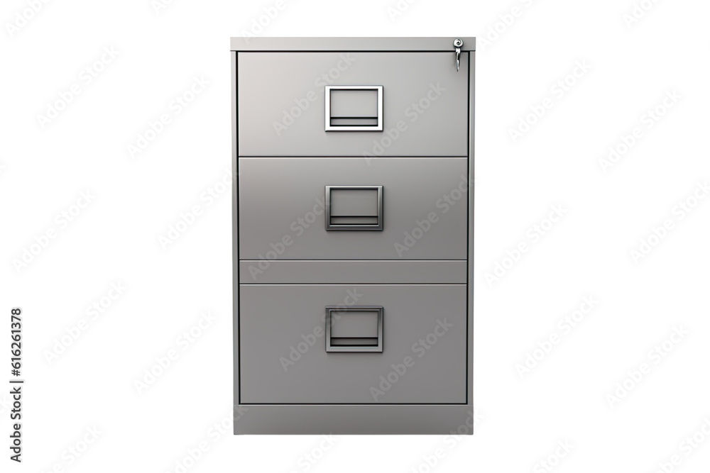 gray filing cabinet isolated on a transparent background, generative ai gray filing cabinet isolated on a transparent background, generative ai