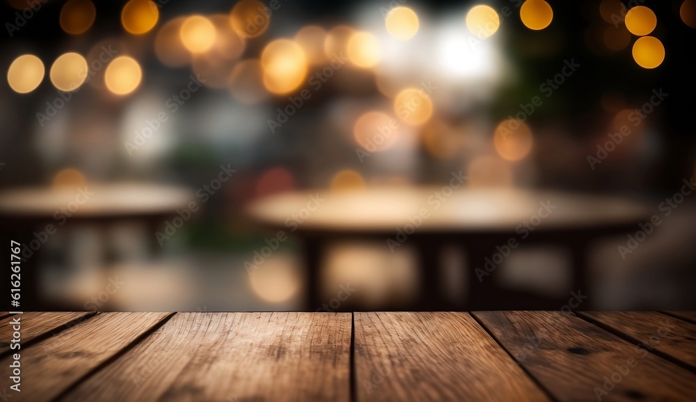 Illustration of empty wooden table with blurred background, Free space for product display Illustration of empty wooden table with blurred background, Free space for product display