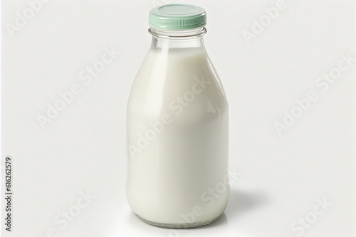 glass of fresh milk on a white background. Generative AI