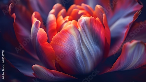 Closeup of the petals of a tulip in bloom