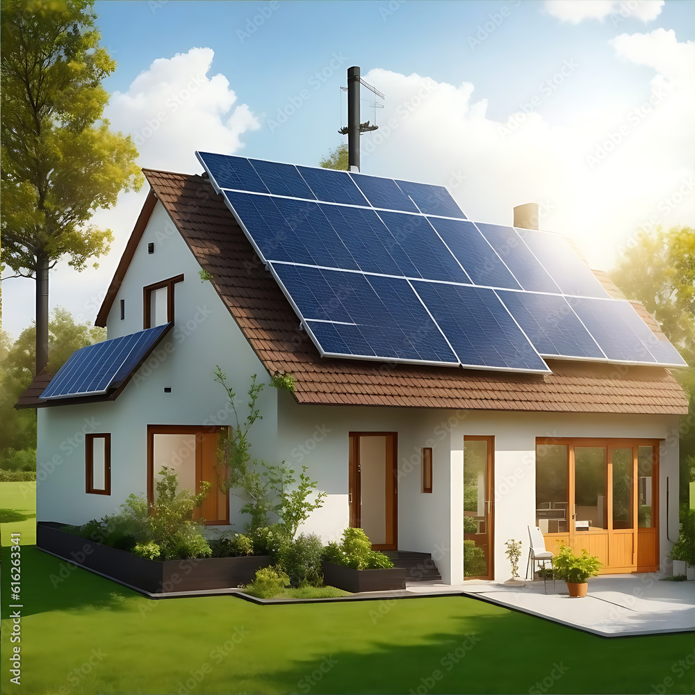 Fototapeta premium solar panels on a roof