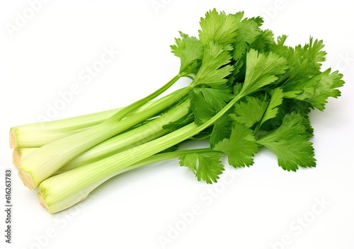 Fresh celery isolated on white background. created with Generative AI technology